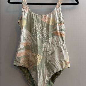 Roxy Green and Pink One Piece Swimsuit Artistic Design